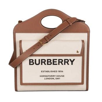 Burberry Medium Pocket Tote Bag Brown / Natural 